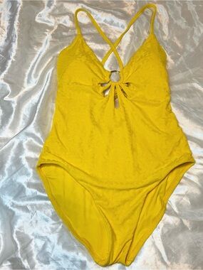 Trina Turk Yellow One-Piece Swimsuit with Front Ring Detail